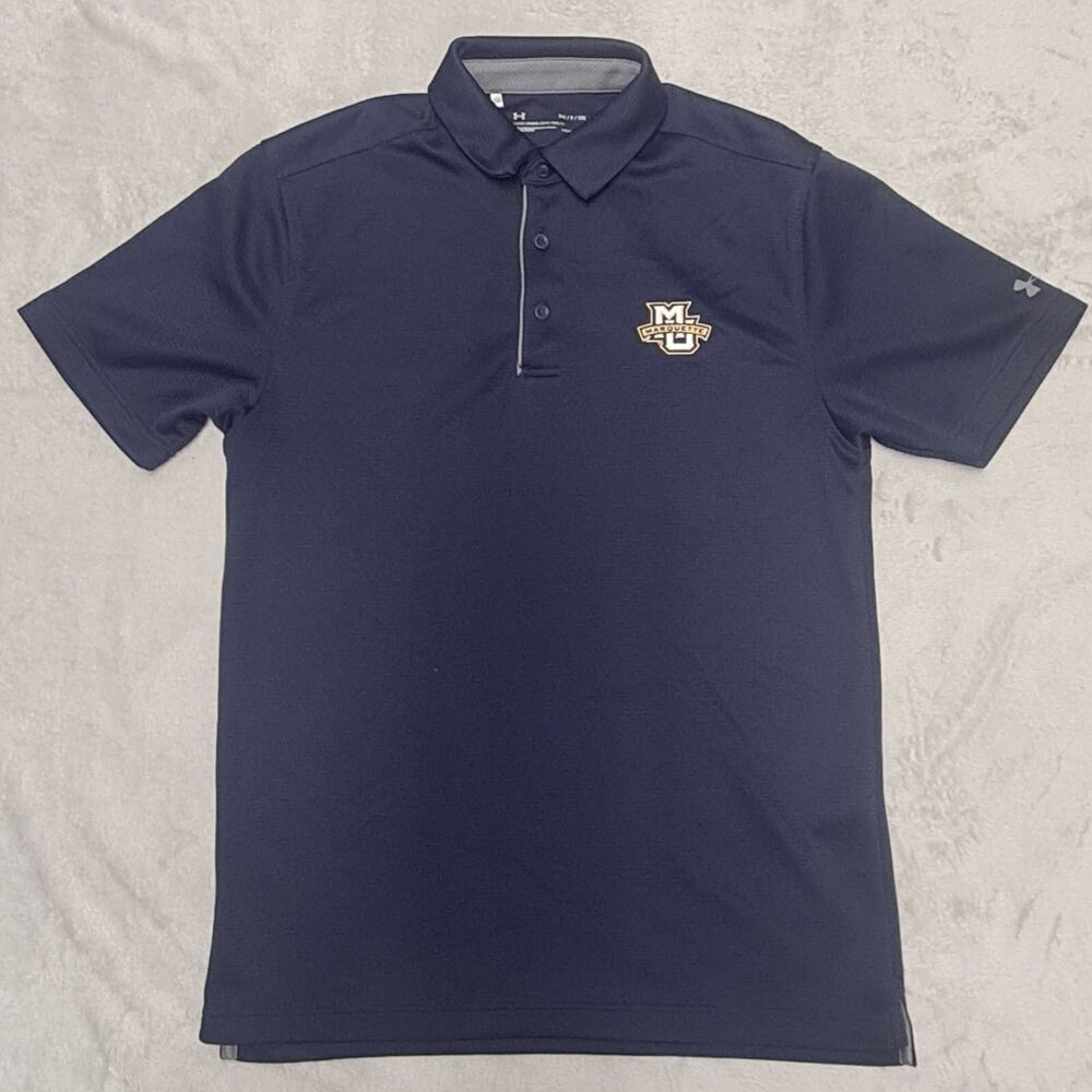 Under Armour Golf Polo Shirt Mens SMALL Marquette Wisconsin Heatgear Loose Fit